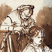 a young woman having her hair braided_circa 1637-thumb