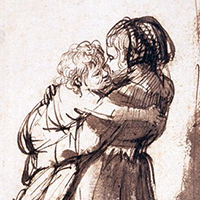 woman carrying a child downstairs circa 1636 thumb