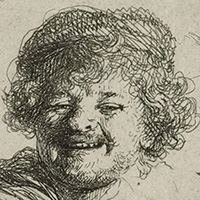 Self portrait in a Cap, Laughing 1630 thumb